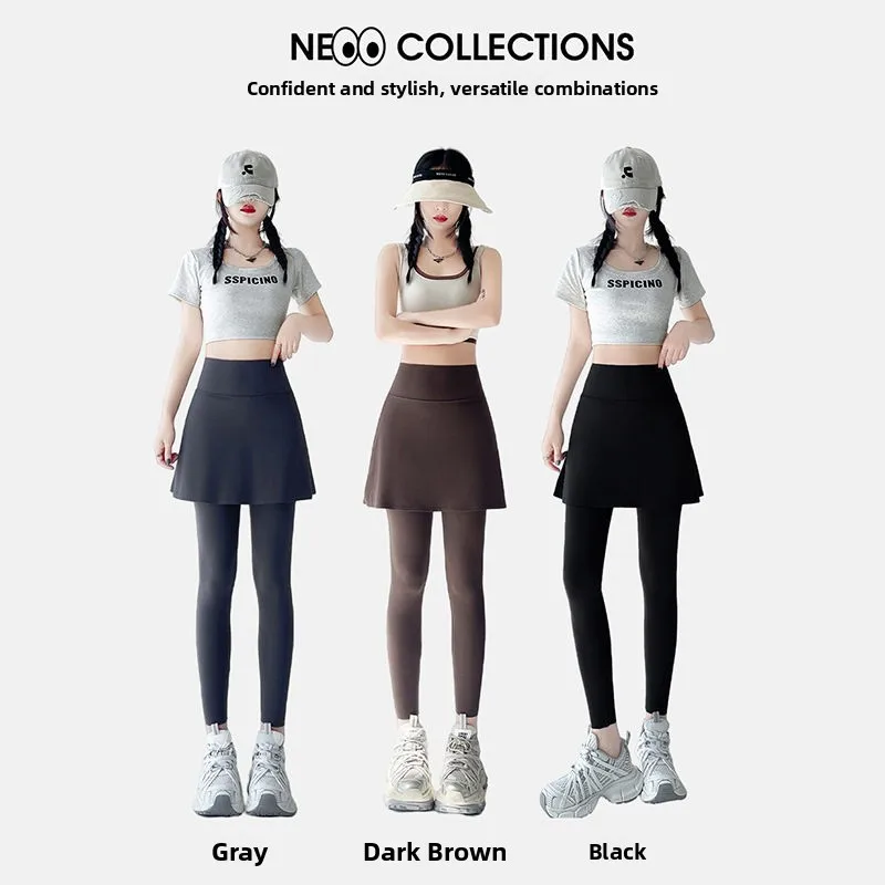 ارتفاع الخصر اليوغا السراويل النسائية الصيف Fitn تشغيل orts تسع نقاط كوي الجافة وهمية قطعتين تنورة السراويل لحجم كبير