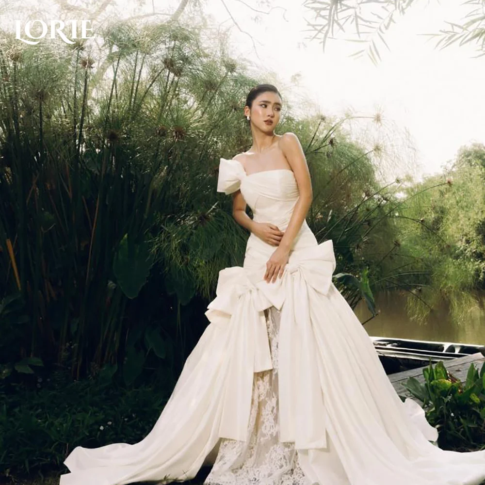 

LORIE One Shoulder Slit Wedding Dresses 3D Flower Sweetheat Bride Gown Backless Princess Bridal Gown vestidos de noviaCustomized