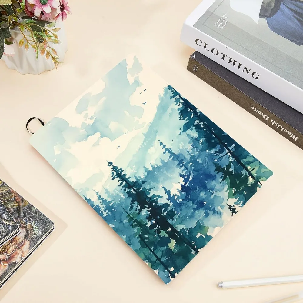 Tree Stretchable Book Cover Forest Washable Reusable Large Nylon Book Protector Elastic Notebook Wraps Suitable for 9 x 11in