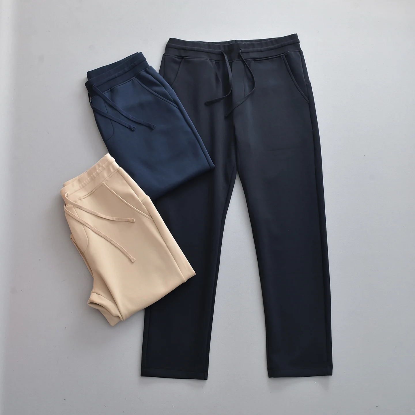 

LP осенне-зимние новые однотонные модные и удобные прямые брюки из воздушного хлопка на шнурке, мужские повседневные брюки