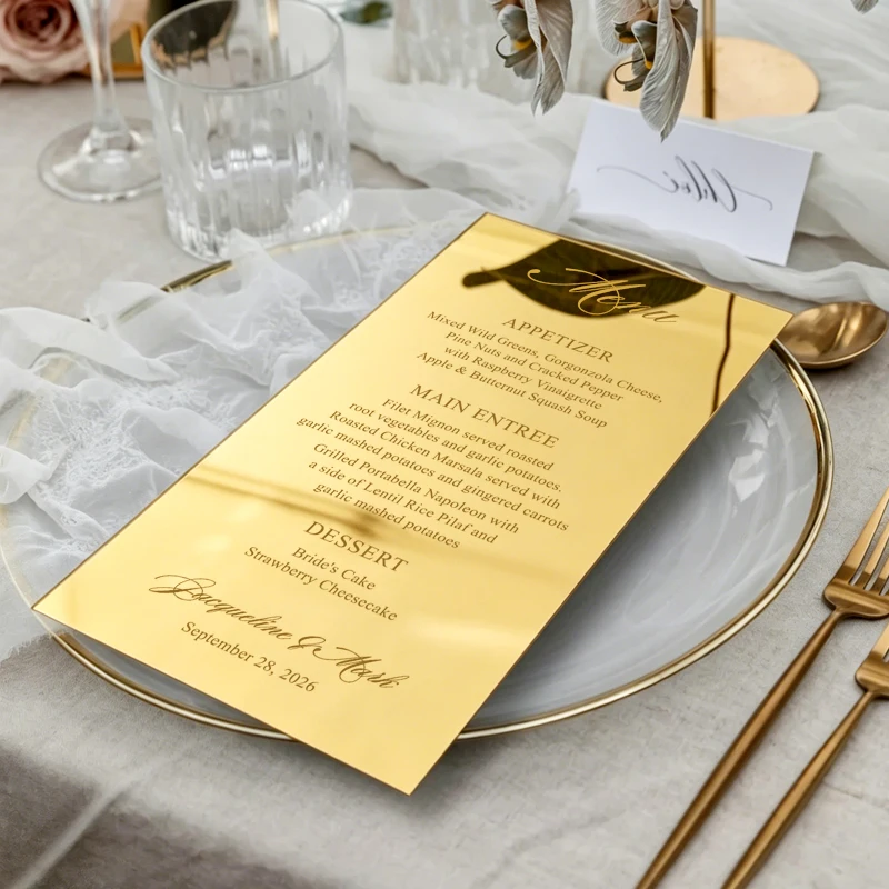

5/20pcs Personalized Menu Card for Acrylic, Laser Engraving Customizable Wedding Menu, Wedding Table Decoration