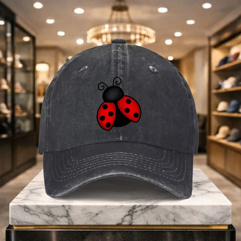 Ladybug Design Adjustable Casual Baseball Cap for Outdoor & Everyday Wear, Relaxed Street Style