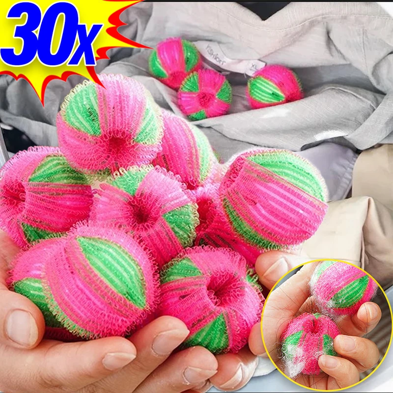 30-1PCS Anti-Tangle Plastic Laundry Ball Reusable Clothes Dryer Ball Pet Fluff Filter Hair Catcher Household Laundry Accessories