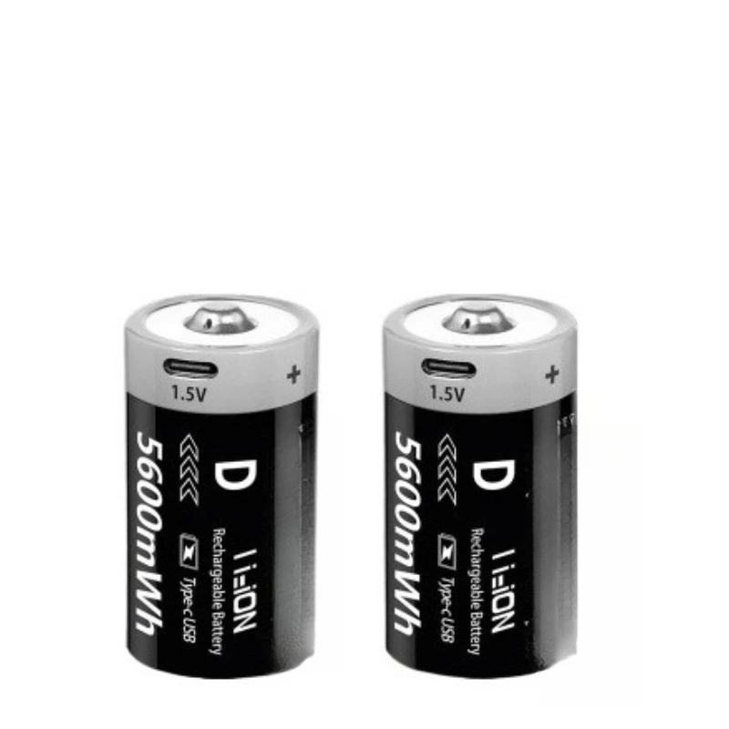 For Flashlight Radio Clock Toys Rechargeable Battery USB Type-C Batteries Lithium-ion C-Cell Battery 1.5V 5600/7400mWh