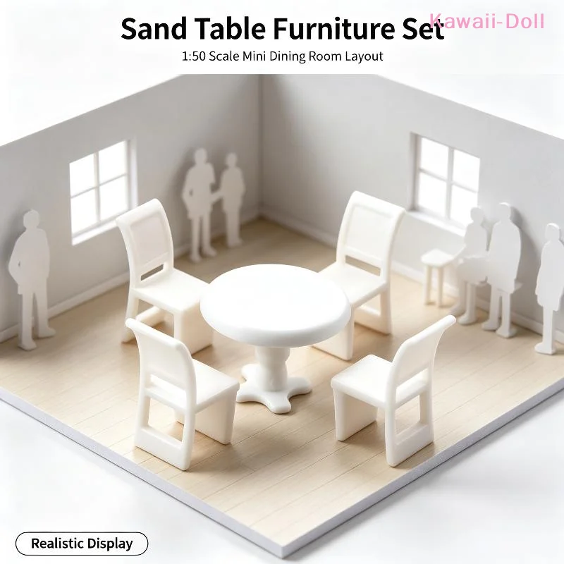 [DO] 1 Set Sandtable Layout Dioramas Miniature Table&Chairs Model Indoor Toys For 1:50 1:75 1:100 DIY Model Making Decoration
