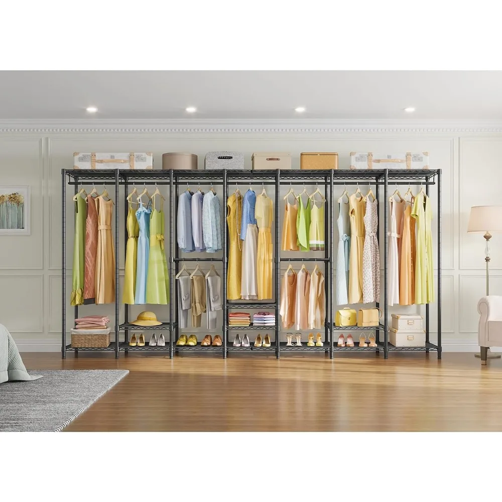 Perchero portátil Extra grande de alta resistencia, organizador de armario de almacenamiento para dormitorio, armario independiente con estantes de alambre