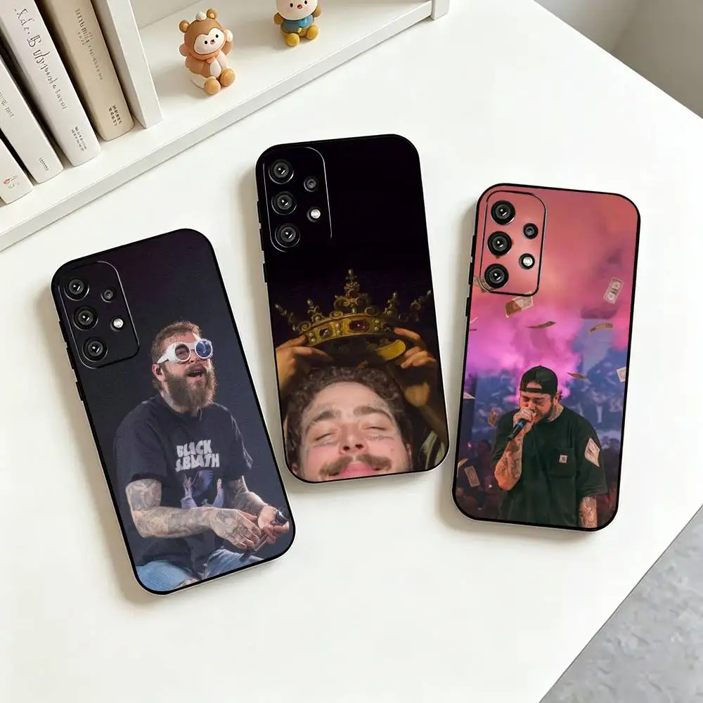 Singer P-Post Malone  Phone Case Black Silicone Soft For Samsung S25,S24,S21,S22,S23,S30,Ultra,S20,Plus,Fe,Lite