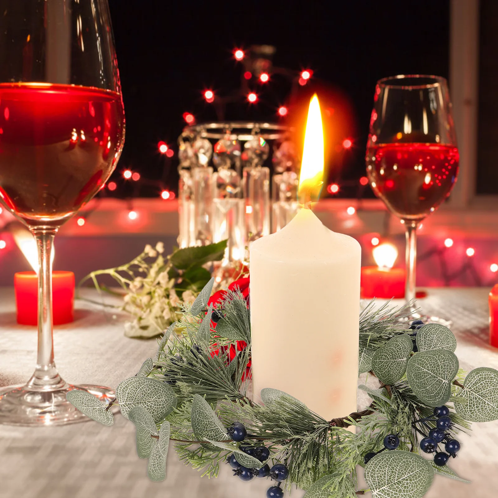 

Artificial Eucalyptus Wreath with Berries Realistic Greenery Ring for Table Centerpiece Winter Wedding Decor All Season