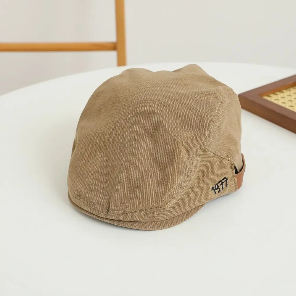 Street Style Sun Protection Retro Embroidery Hat Sunscreen Korean Style Newsboy Cap Rough Edge Adjustable Outdoor