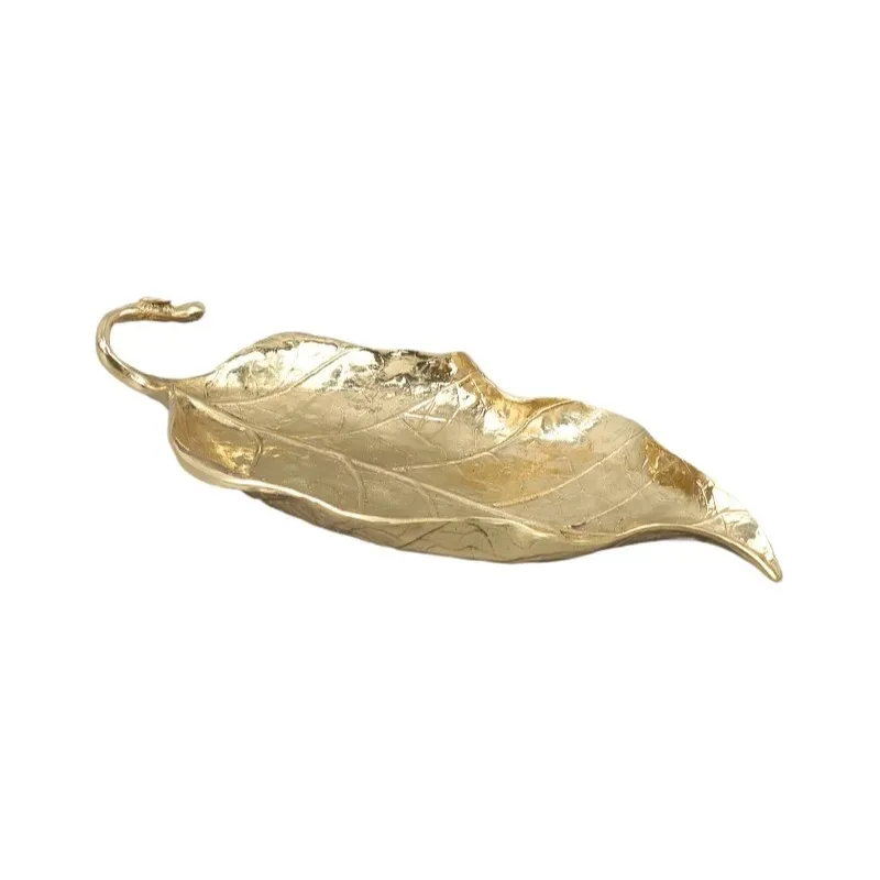 Golden Leaf Copper Leaf Fruit Bowl Storage Tray Desktop Storage Container Compote Jewelry Tray Home Decoration Accessories