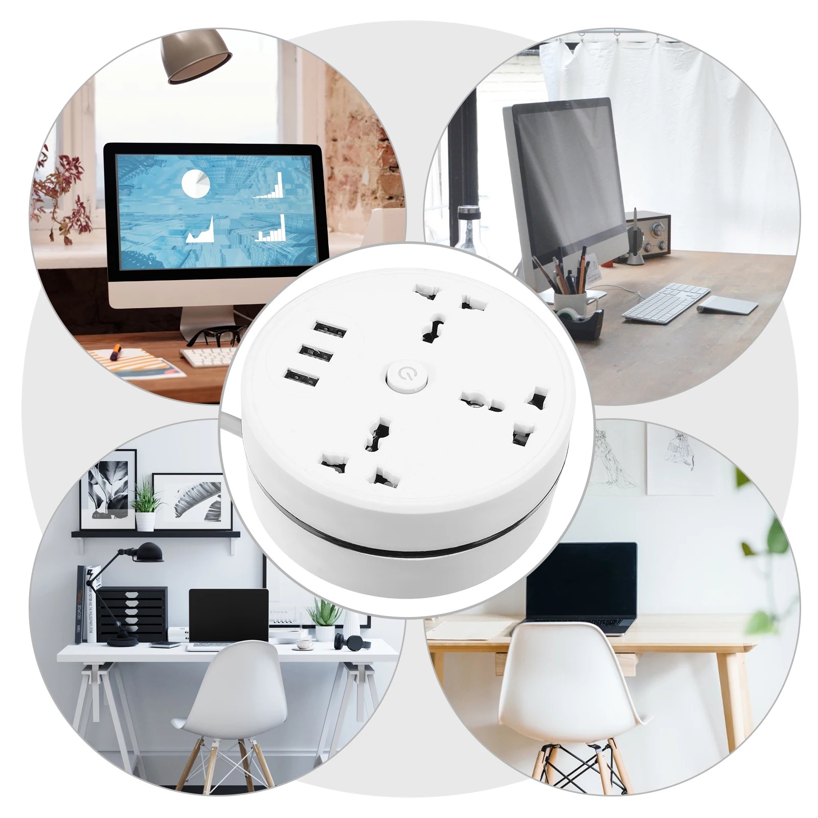 

Multifunctional Power Strip 3USB 3Plug Holes Portable 280cm White Travel Extension Socket Panel Desk Accessories Storage
