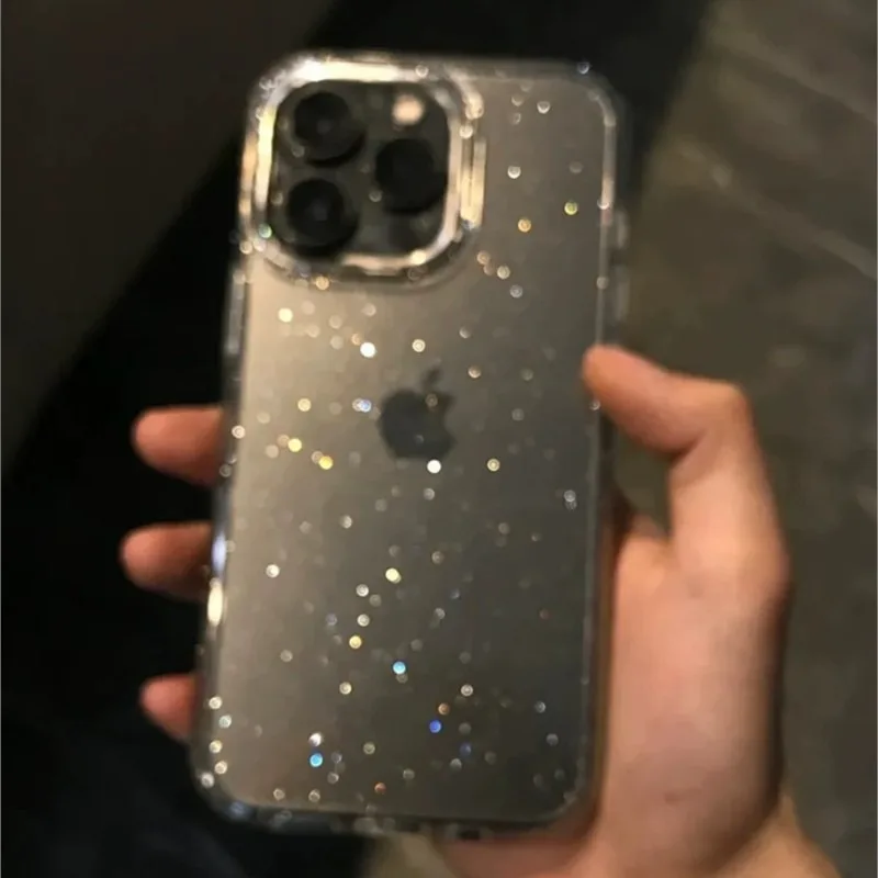 Transparent Fashion Glitter Style Soft TPU Case for iPhone 15 14 13 12 11 Pro Max Plus Bling Silicone Protective Bumper Cover