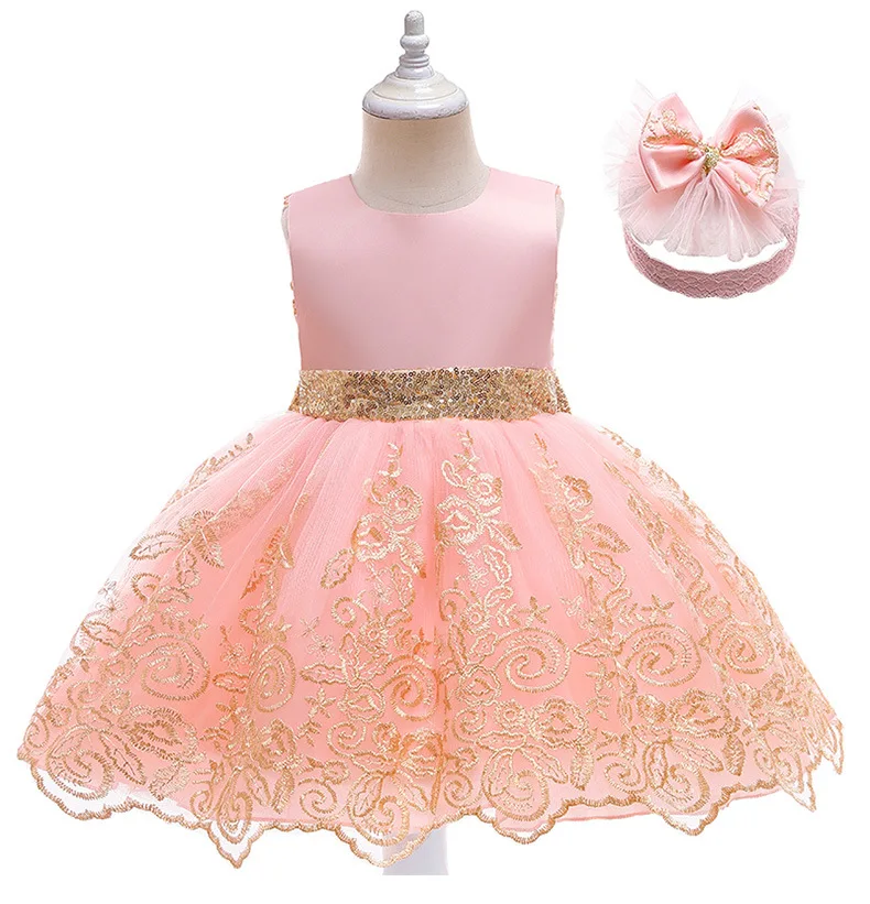 Baby lace patchwork bow princess dress, girl backless embroidered fluffy dress, carnival birthday party performance costume