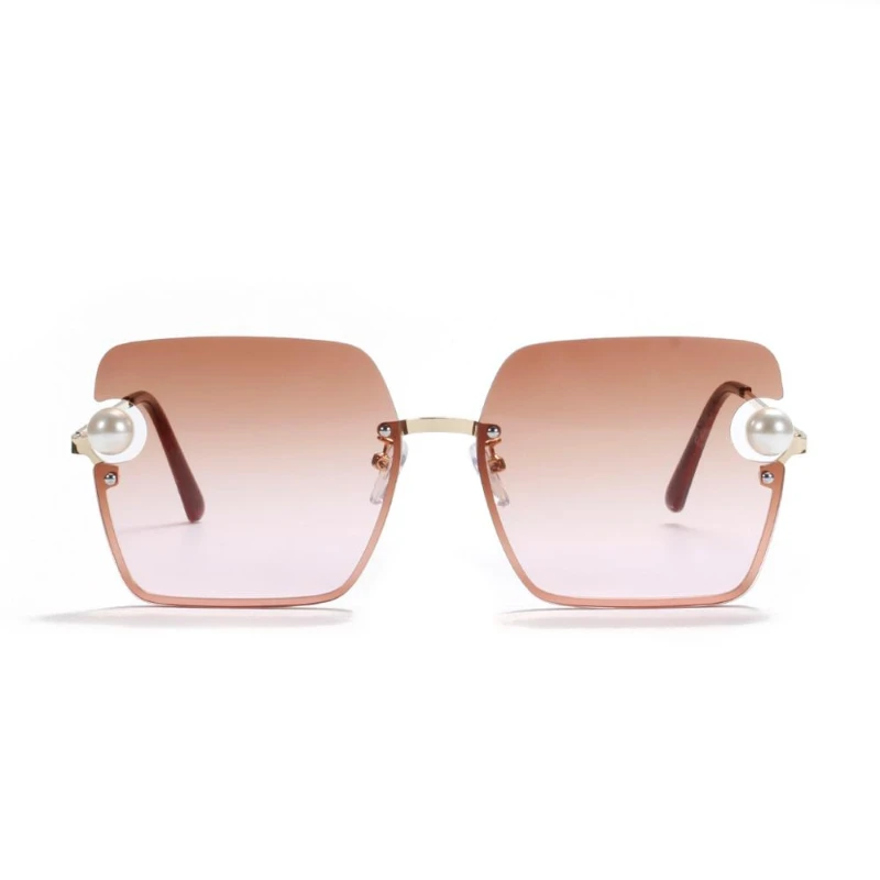 

*Pearl Women Sunglasses Matel Semi Rimless Frame Super Luxury brand designer Glasses Fashion Ladies Shades