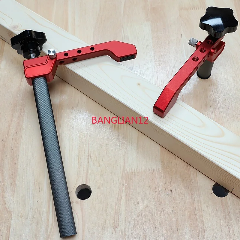Woodworking tabletop quick positioning with clamp pegs and tenon clips, adjustable pressing board, wood board pressing material