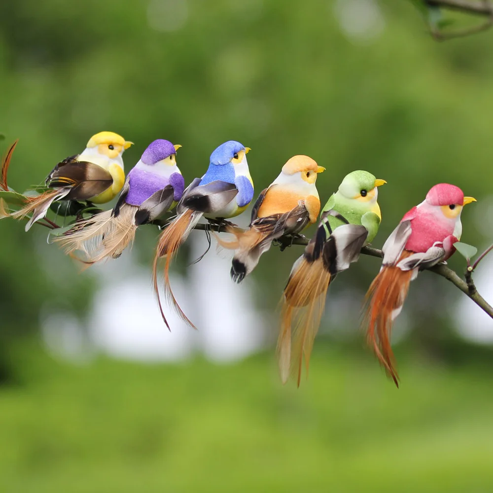 Artificial Birds Fake Foam Animal Simulation Feather Birds Models DIY Craft Home Garden Figurines Ornament Decor 12pc/lot