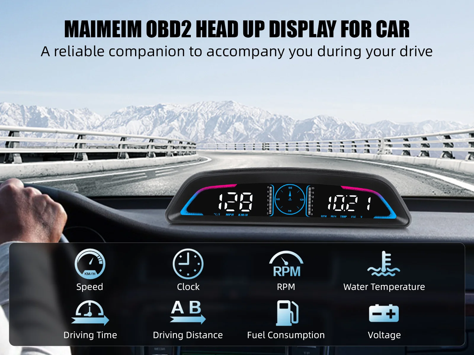 Mehrere Ausführungen Auto-Head-Up-Display OBD2 Intelligenter Digitaler Armaturenbrett-Bordcomputer mit Geschwindigkeitswarnung und Ermüdungserinnerung – Detail 38