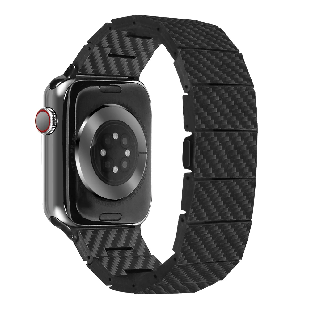 Carbon Fiber Watch Band Compatible With iWatch 7/6/SE/5/4/3/2/1 Series Upgraded Business Band Authentic Lightweight Black Durabl