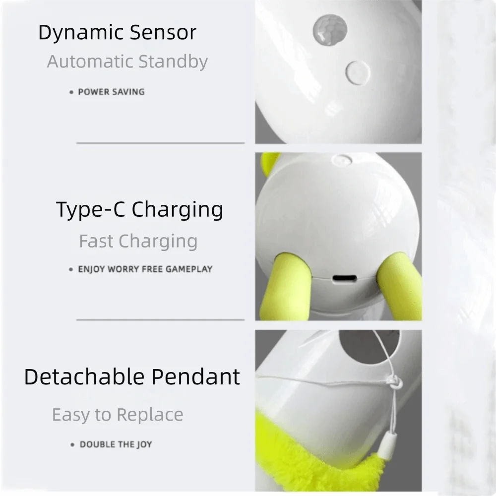 

Automatic Teasing Cat Fluffy Teaser Motion Sensor Interactive Cat USB Charging with Suction Cup Motion Activated Kitten