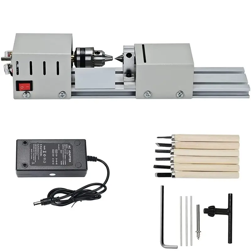 

ABBN-Multi-Purpose Mini Lathe 12-24V 96W - Educational Compact Metalworking Machine Tools For DIY CNC Machining