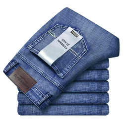 Brand New Business Men's Jeans Casual Straight Stretch Fashion Classic Blue Black Work Denim Trousers Male Brand Clothing