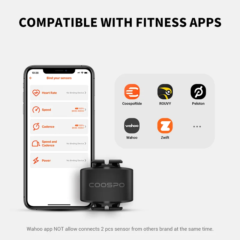 COOSPO Bicycle Cadence/Speed Sensor Dual Mode Bluetooth 5.0 ANT+ For Garmin Wahoo Cycling Bike Computer Cadence Speed Sensor