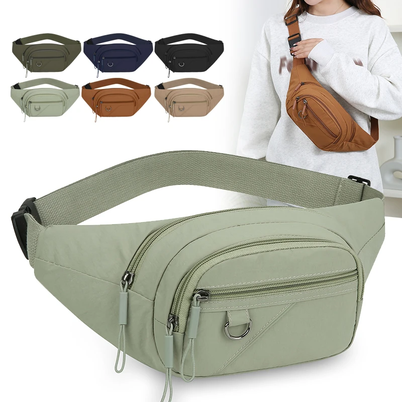 Waterproof Women's Nylon Fanny Pack – Convertible Crossbody Chest Bag with Large Capacity for Outdoor Use
