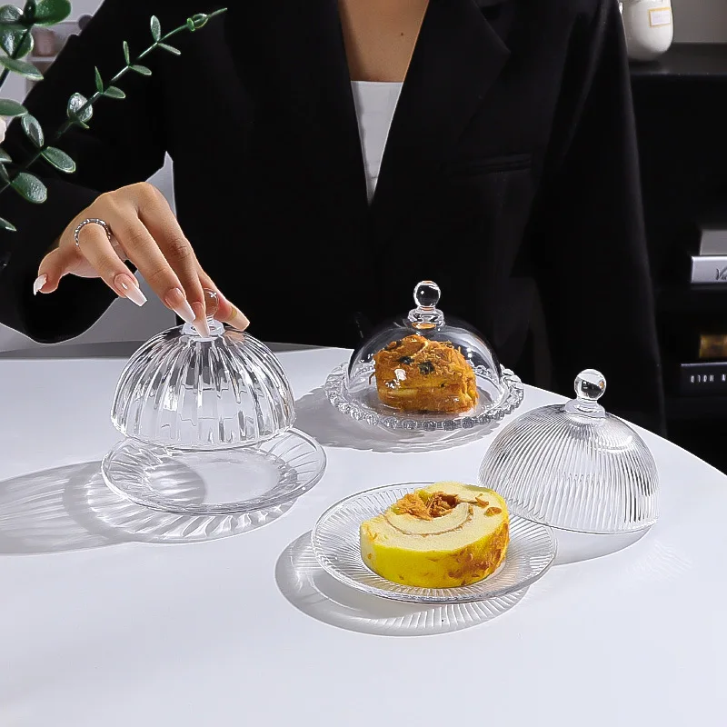 Transparent Heart Edge Dessert Plate Small French Pastry Cookie Simple Salad Cover Dish