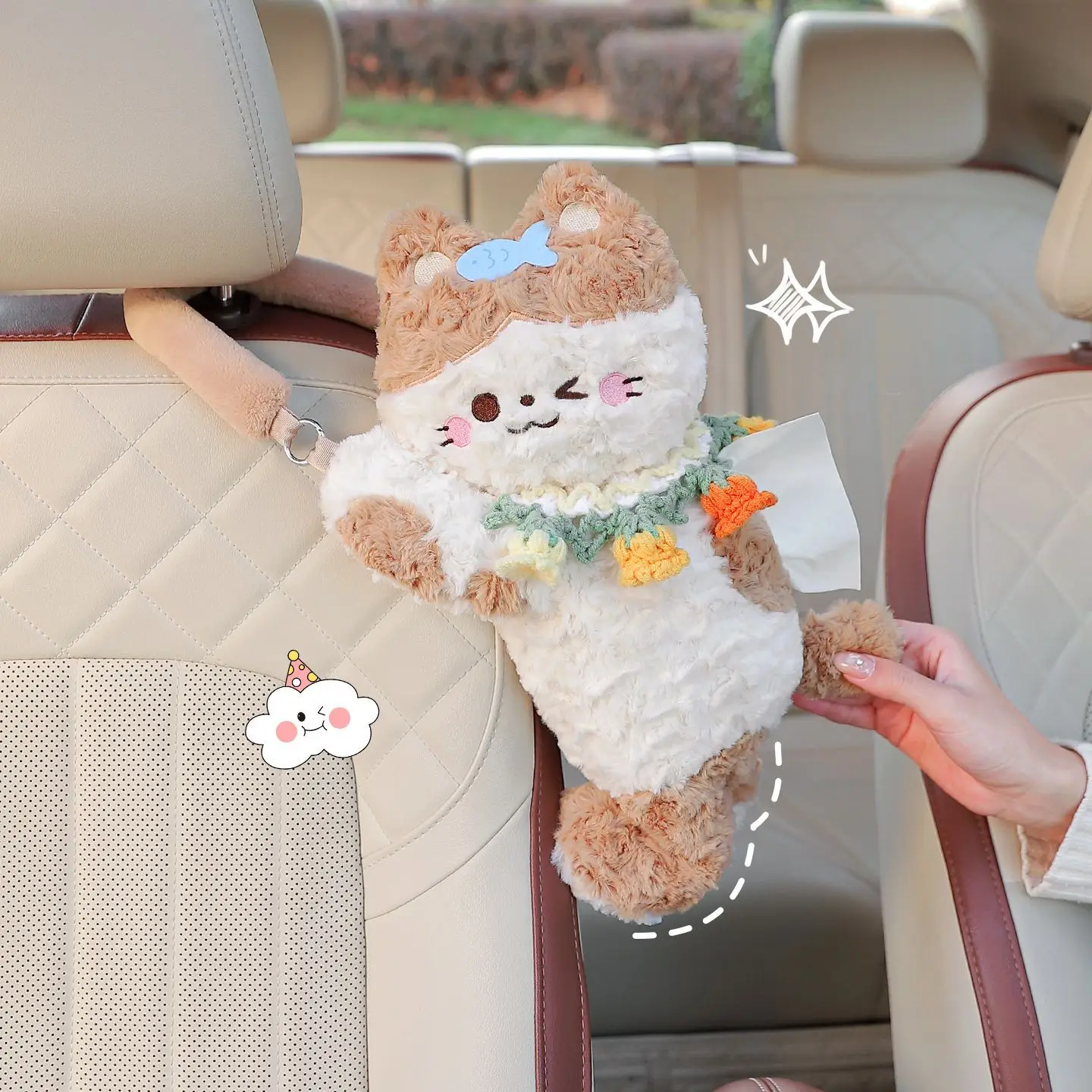 

Creative Car Tissue Box Hanging Cute Auto Paper Holder Rear Seat Ladies Vehicle Organizer Premium