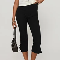 Dourbesty, moda de primavera para mujer, pantalones Capri ajustados, decoración de lazo sólido, pantalones cortos informales de verano, mallas elásticas, ropa de calle 2025
