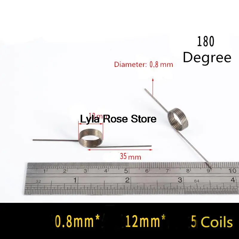 Resorte de torsión en forma de V, resorte pequeño de acero inoxidable 0,3, 0,4, 0,5, 0,6, 0,7, 0,8mm, 90, 304, 135, 175 grados, 10 unidades