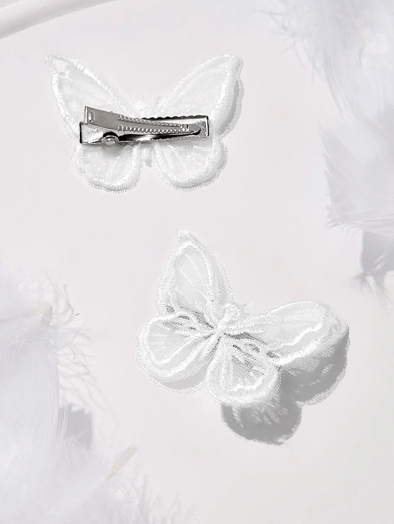 5Pcs  Sweet White Lace Butterfly Hair Clips Butterfly Hair Barrettes Sweet Hairpins for Women Wedding Hair Accessories