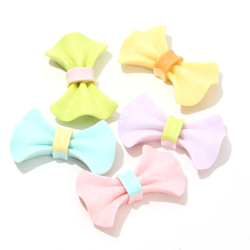 Big Bow Resin Decoration Accessories 10pcs Kawaii Large Bowtie Transparent Flat Back Cabochons for Scrapbooking BowKnot Charms