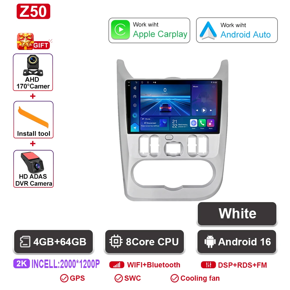 Android 16 autoradio voor Renault Logan 1 Sandero 2009 - 2015 voor Dacia Duster 2010 - 2017 auto multimedia videospeler navigatie