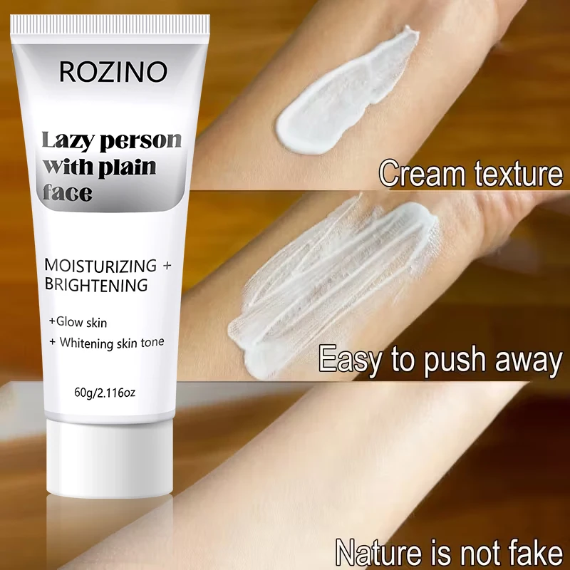 60g Lazy Makeup Cream, Skin Moisturizing Cream, Deeply Hydrating, Nourishing the Skin, Refreshing and Non-Sticky, Applies Naturally to the Face Without Looking Fake, Waterproof and Sweat-Proof, Leaves No Residue, Can Be Safely Applied to the Face, Neck, Arms, Underarms, and Legs, Light Beige Skin Care Cream, Convenient for Working Professionals and Busy People Who Don'T Like to Apply Makeup, Just One Swipe and You Can Easily Go Out, Suitable for Both Men and Women, Perfect as a Gift for Mothers and Girls