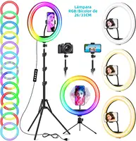 Anillo de luz Led para selfi, lámpara redonda de 26cm y 10 pulgadas con soporte para teléfono, iluminación de relleno para fotografía con trípode para vídeo en vivo de Youtube