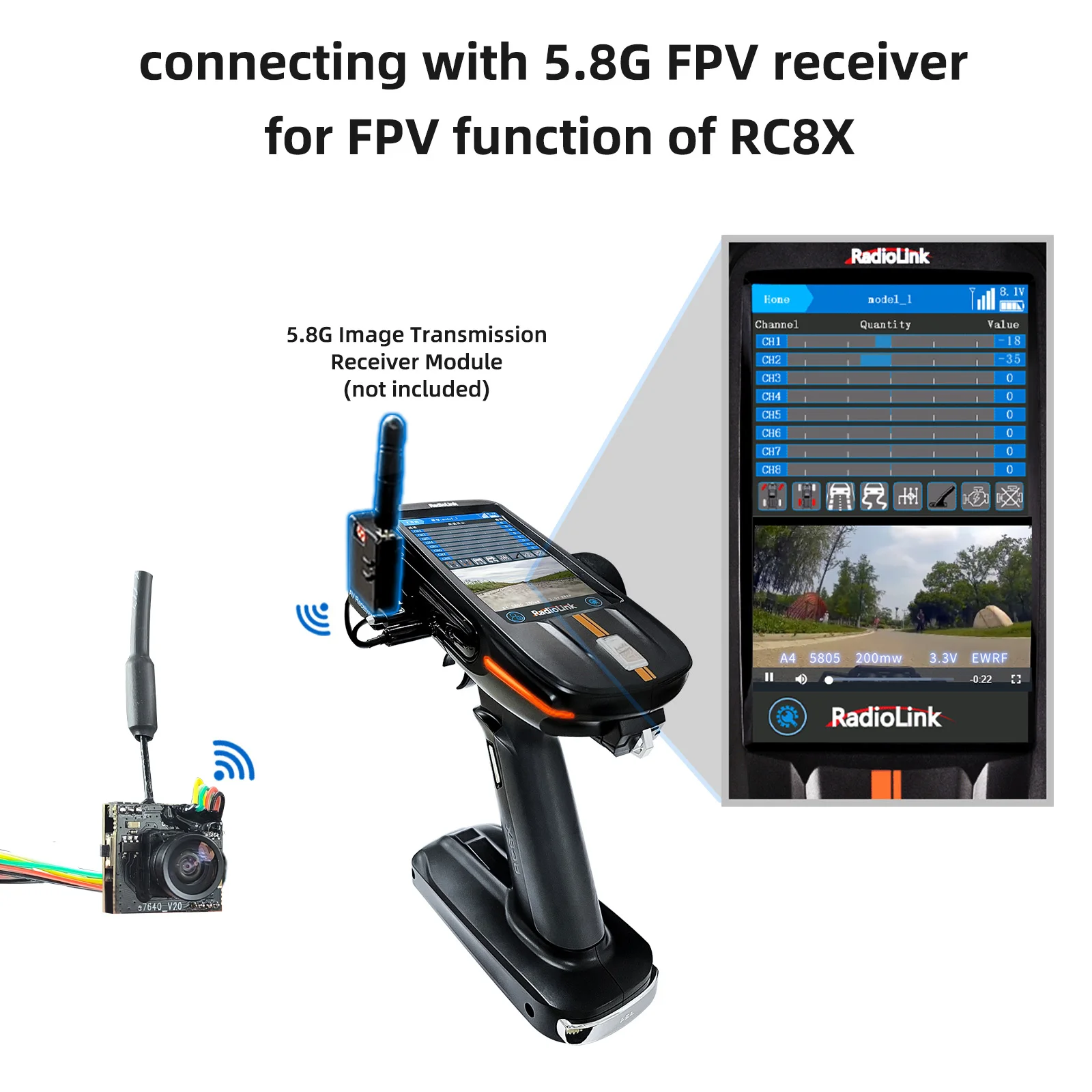 EWRF 800TVL Micro 5,8G 48CH CMOS AIO FPV OSD Kamera für Radiolink F121 Racing Drone 5,8G Wireless FPV empfänger Modul für RC8X – Detail 12