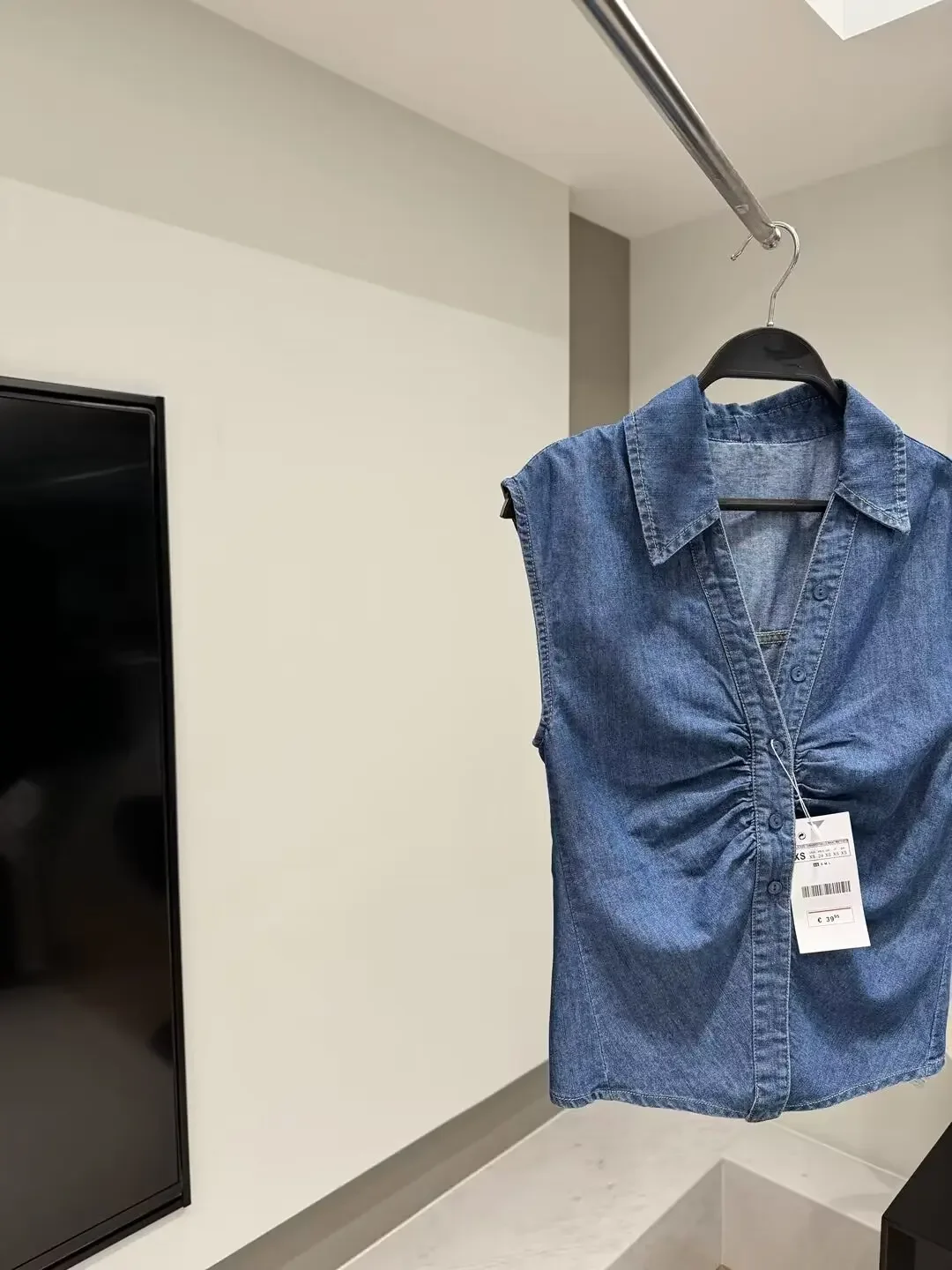 Colete dobrável com decote em v vintage para mulheres, camisa chique feminina, nova moda, 2024