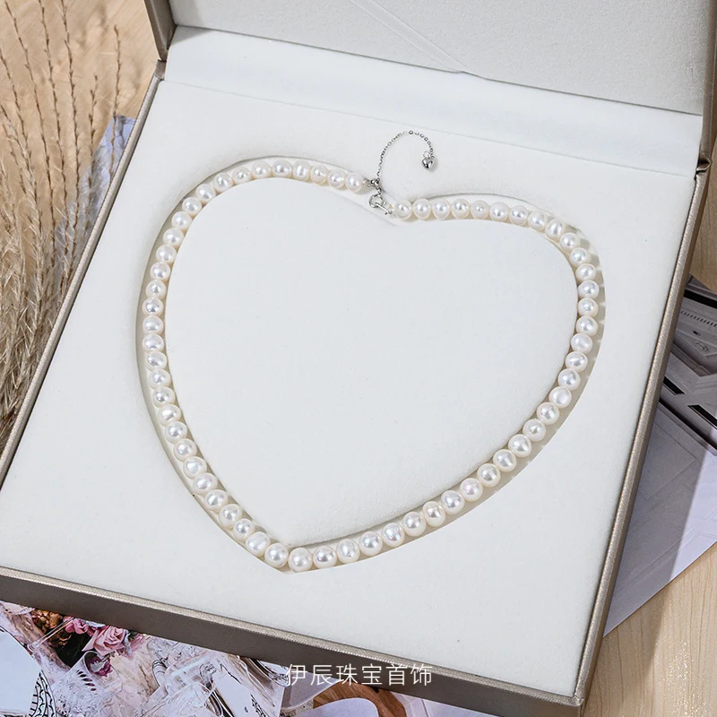 

-8mm natural freshwater pearl necklace, white, fashionable and versatile