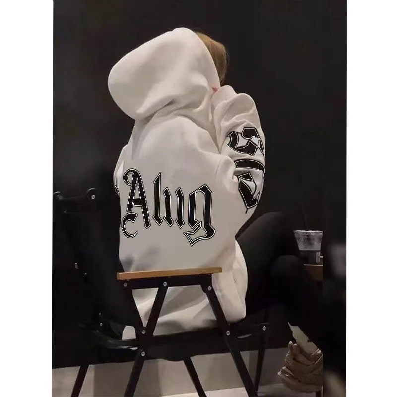 هذا العام الجديد الخريف والشتاء المد العلامة التجارية إلكتروني الأزياء مقنعين زوجين هوديي كبار تصميم الشعور معطف فضفاض كبير الحجم #5