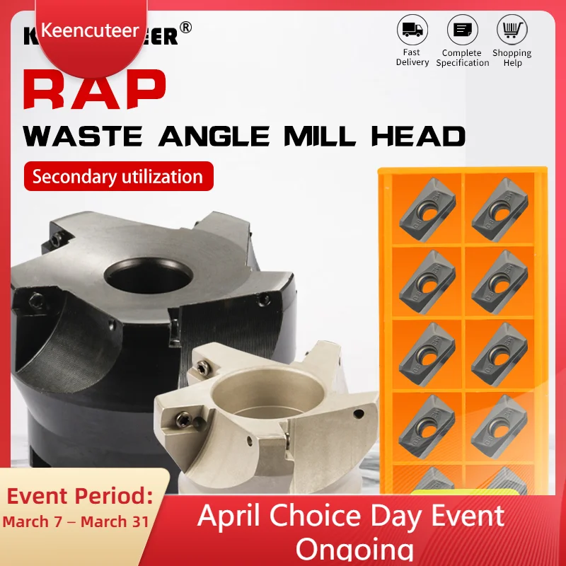 RAP 300R 50-22-4T 400R 63-22-4T 400R 80-27-5T 75 Grad Positive Kopf 25,4 50mm APMT1135/APMT1604 CNC Fräsen Cutter gesicht mühle