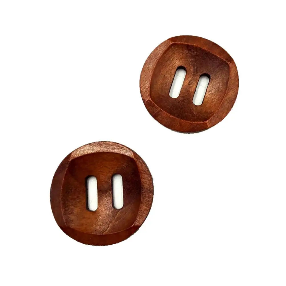

10 Retro Wood Coat Buttons 2 Holes Durable Sewing Scrapbook DIY Craft Projects Unique Design Fashion Knitting Accessories