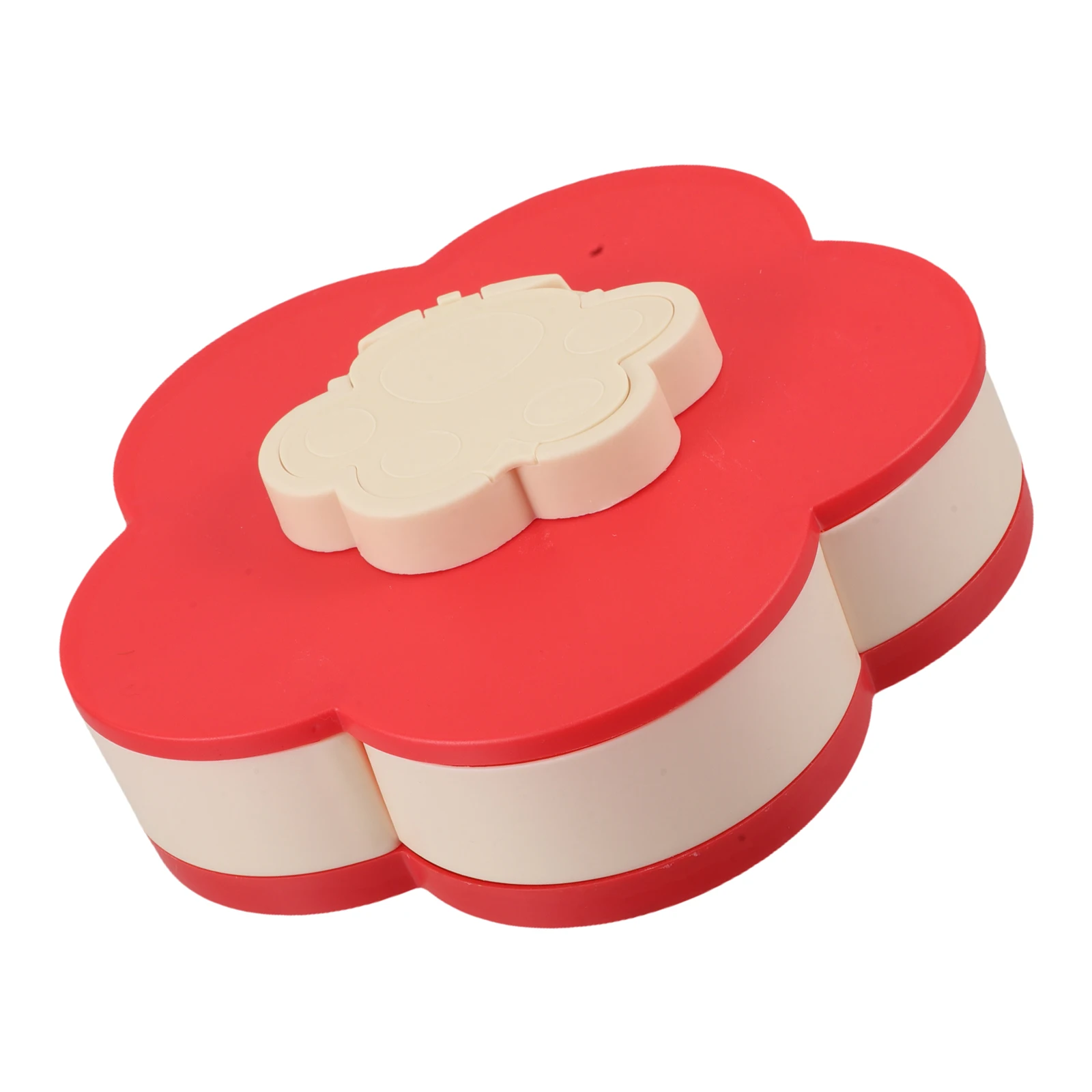 

Plate Snack Trays Containers Fruit Dish Red Rotating Lid Dried Large Capacity Divided Serving Tray Storage Box Nut Bowl