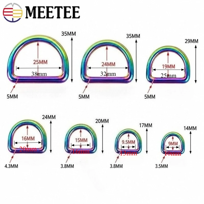 10Pcs 16mm/20mm/25mm Metal D Ring Buckles for Handbag Backpack Strap Anchor Handle Belt Webbing Pet