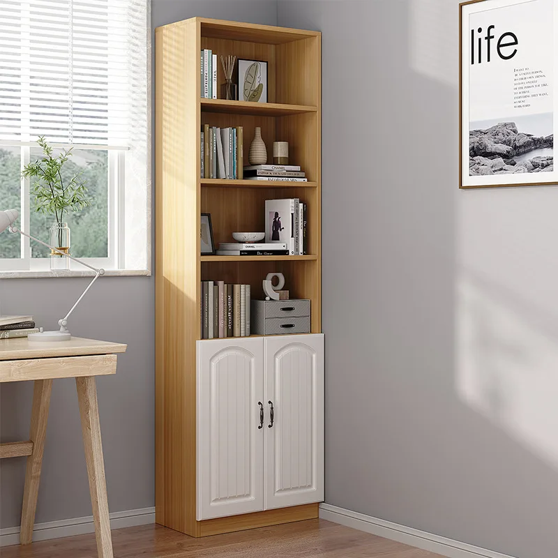 HYS Bookshelf Shelf Floor-to-ceiling simple household bookcase Living room multi-layer narrow crack storage Locker against