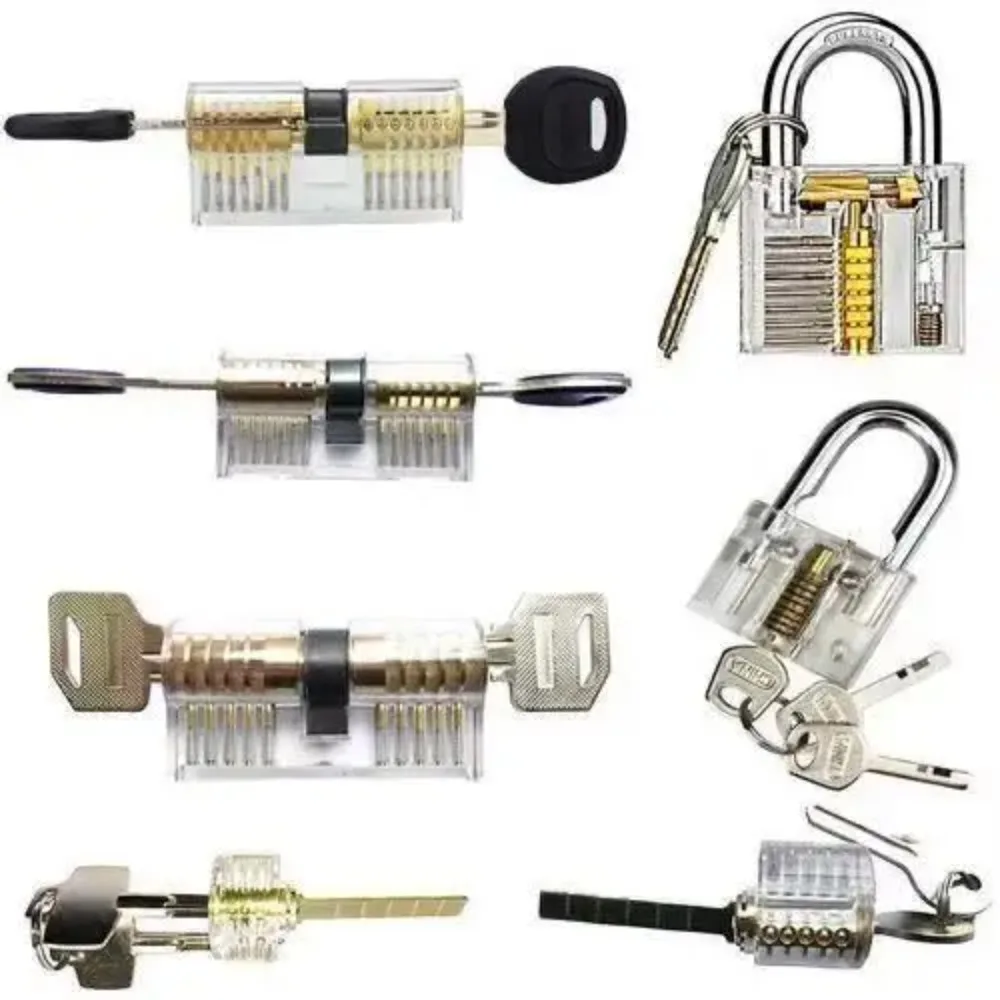 7PCS/Set Combination Practice Padlock Transparent Locks Locksmith Training Tools Visible Lock Pick Sets Practicing Skill