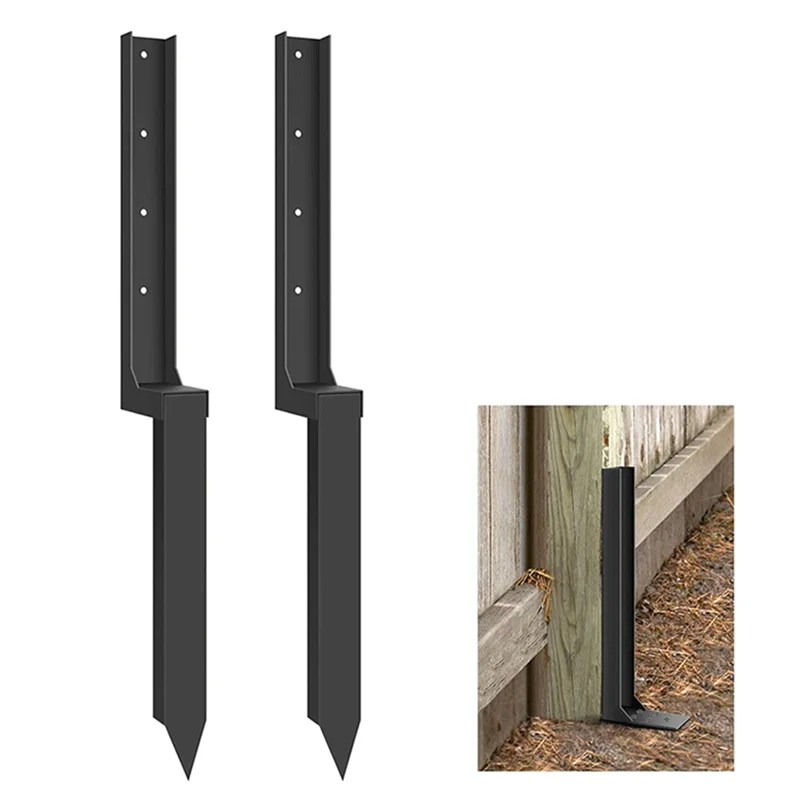 

A98E-Heavy Duty Steel Fence Post Repair Kit, Fence Post Stakes Anchor Ground Spike For Repairing Wooden Fence Post