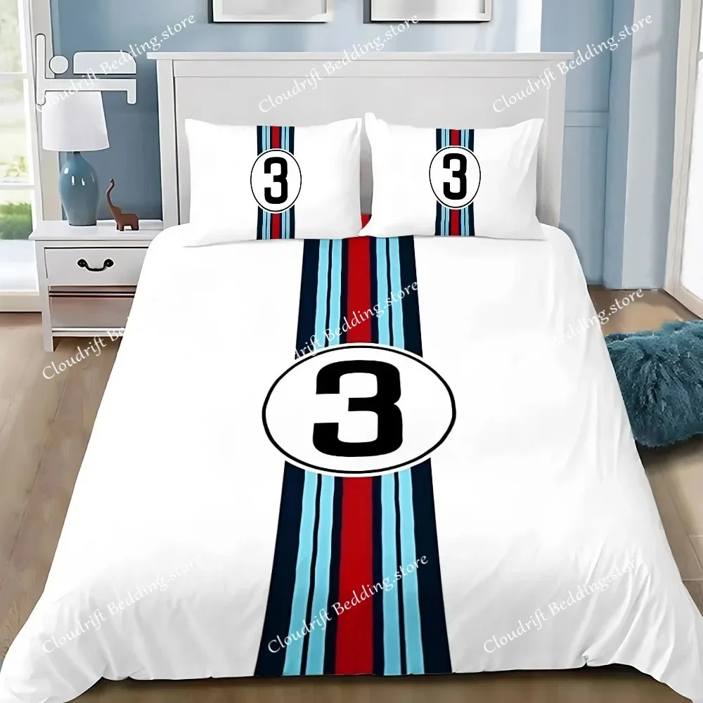 

Racing Martini Stripe Duvet Cover Pillowcase Bedding Set Adult Boy Girl Bedroom Decoration Children Single Double Large Size963