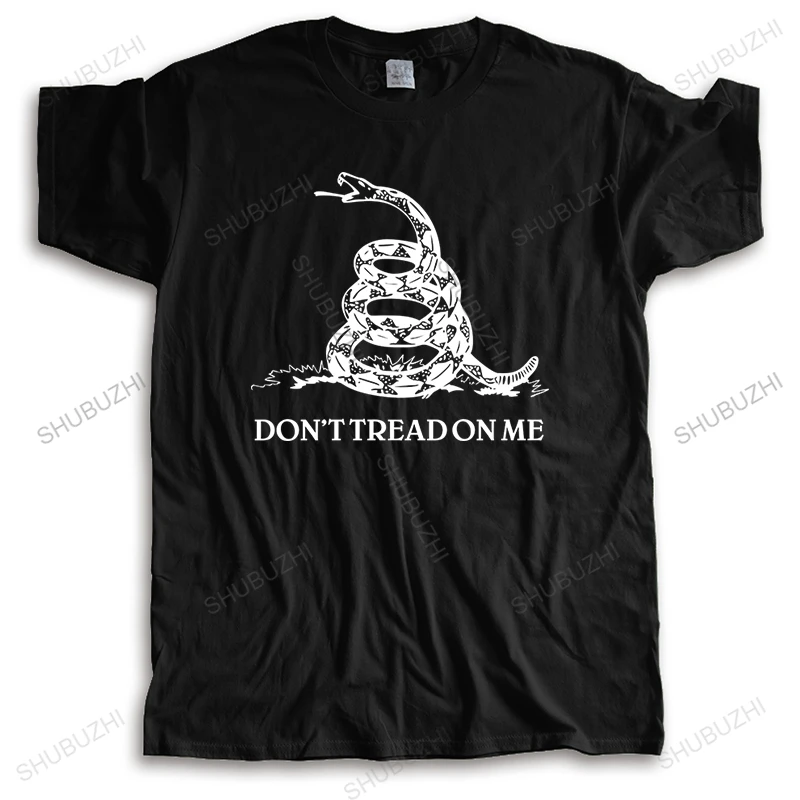 Cotton Tshirt Men Crew Neck Tops Summer mens t shirt Dont Tread on Me Gadsden Bigger Size Homme Black High Quality T-shirt