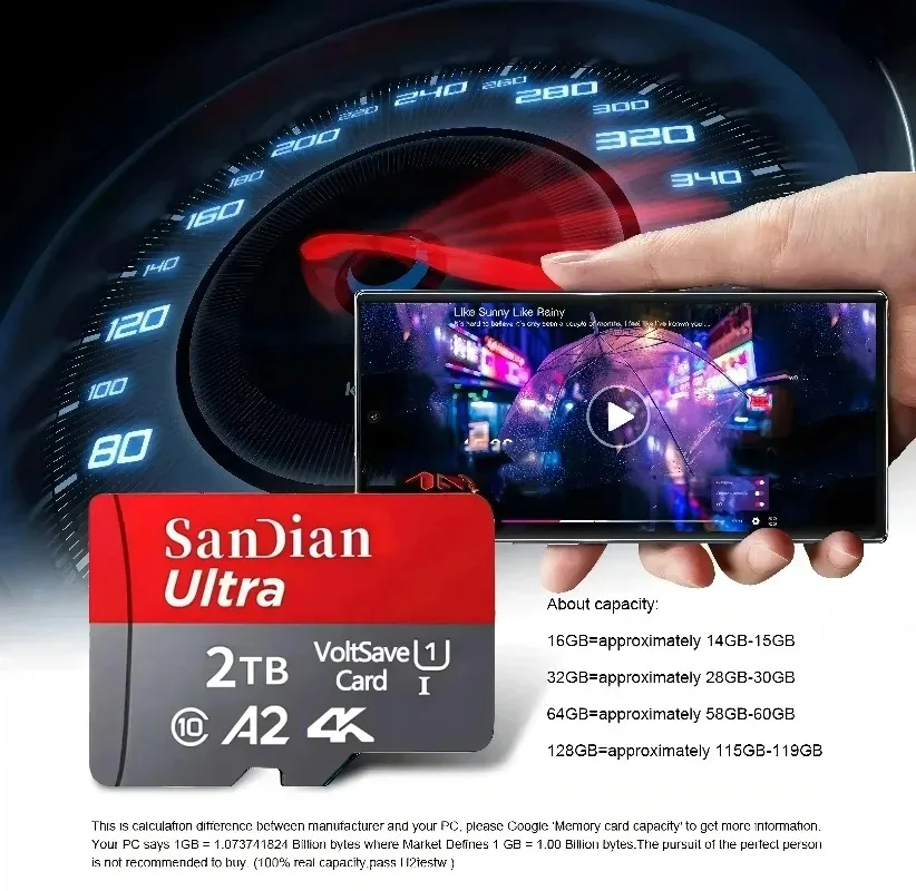 High Speed Class 10 SD Memory Card, 128GB/512GB/256GB, 1TB Micro TF SD Card, for Camera Phones and Tablets. view 5